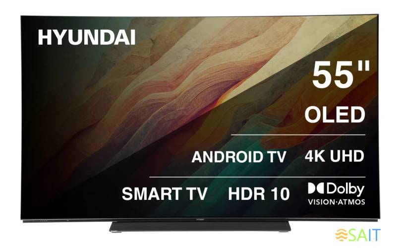 Телевизор OLED Hyundai 55" H-LED55OBU7700 Android TV Frameless черный/черный 4K Ultra HD 120Hz DVB-T DVB-T2 DVB-C DVB-S DVB-S2 USB WiFi Smart TV