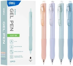 Ручка гелев. автоматическая Deli EG157-BK ассорти d=0.5мм черн. черн. резин. манжета