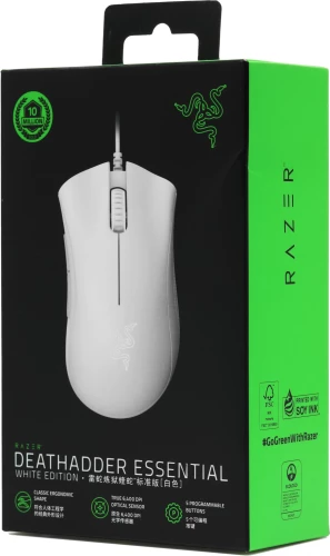 Мышь Razer DeathAdder Essential белый оптическая 6400dpi USB для ноутбука 5but (RZ01-03850200-R3C1)