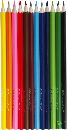 Карандаши цв. Silwerhof Color 2.65мм трехгран. дерево ассорти 12цв. коробка/европод.