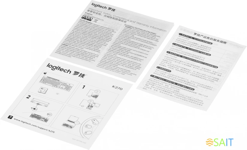 Клавиатура Logitech K270 черный/белый USB беспроводная Multimedia (920-003058)