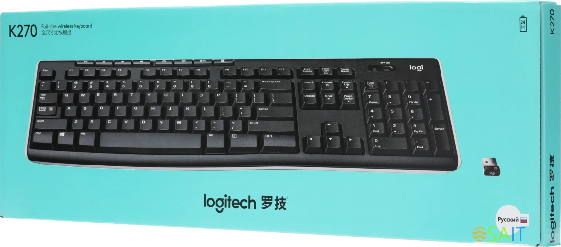 Клавиатура Logitech K270 черный/белый USB беспроводная Multimedia (920-003058)