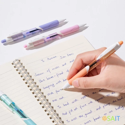 Ручка шариков. автоматическая Deli (EQ46) ассорти d=0.7мм син. черн. кор.карт. игловидный пиш. наконечник резин. манжета