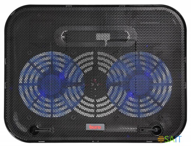 Подставка для ноутбука Buro BU-LCP140-B214H 14"338x255x22мм 1xUSB 2x 140ммFAN 480г металлическая сетка/пластик черный