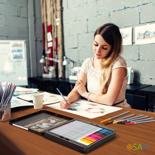 Карандаши цв. Deli 6523 Nuevo акварель. липа серебристый 48цв. мет.кор.