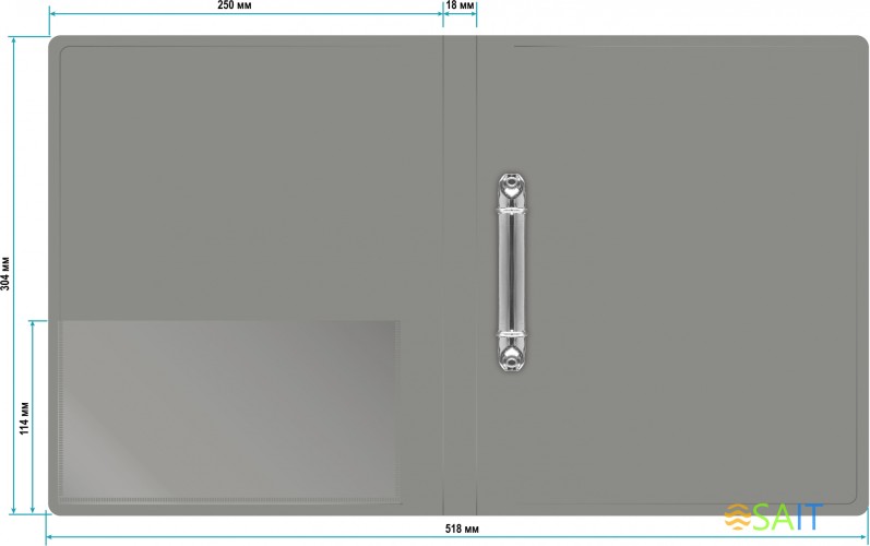 Папка на 2-х кольцах Бюрократ -0818/2RGREY A4 пластик 0.7мм кор.18мм внутр. с вставкой серый