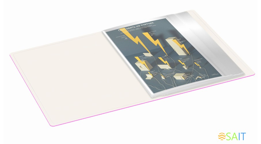 Папка с 20 прозр.вклад. Бюрократ Double Neon DNE07V20PINK A4 пластик 0.7мм розовый