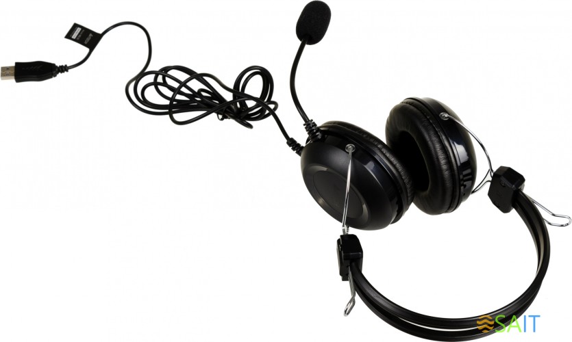 Наушники с микрофоном A4Tech HU-35 черный 2м накладные USB оголовье