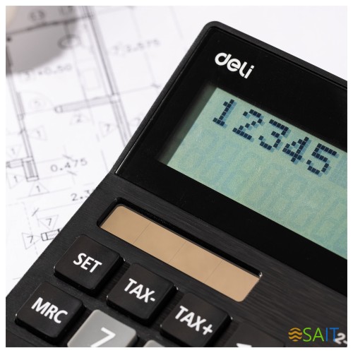 Калькулятор настольный Deli EM126 черный 12-разр.