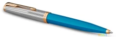 Ручка шариков. Parker 51 Premium (2169080) Turquoise GT M черн. черн. подар.кор.