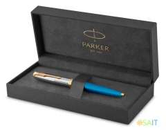 Ручка шариков. Parker 51 Premium (2169080) Turquoise GT M черн. черн. подар.кор.