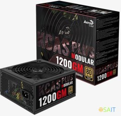 Блок питания Aerocool ATX 1200W KCAS PLUS 1200GM V2 (20+4pin) APFC 140mm fan 10xSATA Cab Manag RTL
