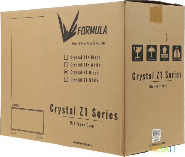 Корпус Formula Crystal Z1 черный без БП ATX 2xUSB2.0 1xUSB3.0 audio bott PSU