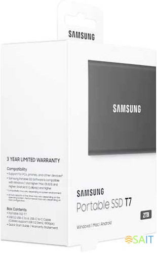 Накопитель SSD Samsung USB-C 2Tb MU-PC2T0T/WW T7 1.8" черный