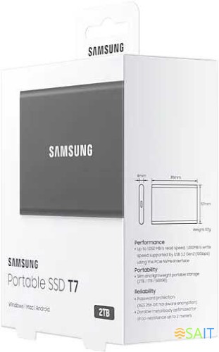 Накопитель SSD Samsung USB-C 2Tb MU-PC2T0T/WW T7 1.8" черный