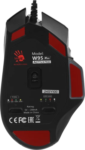 Мышь A4Tech Bloody W95 Max черный оптическая 12000dpi USB 10but (W95 MAX STONE BLACK)