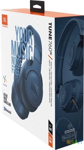 Гарнитура мониторные JBL Tune 760NC 1.2м синий беспроводные bluetooth оголовье (JBLT760NCBLU)