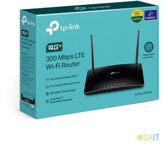 Роутер беспроводной TP-Link Archer MR500 AC1200 10/100/1000BASE-TX/4G cat.6 черный