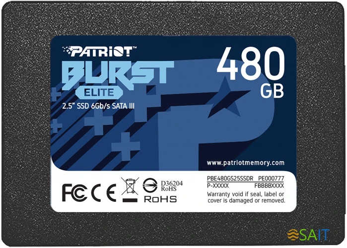 Накопитель SSD Patriot SATA-III 480GB PBE480GS25SSDR Burst Elite 2.5"