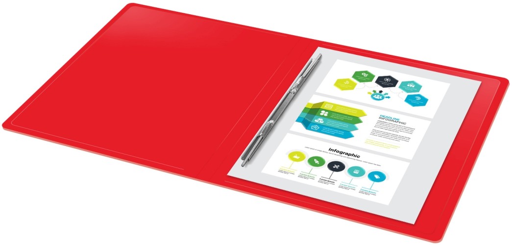 Папка метал.пруж.скоросш. Бюрократ -PZ05PRED A4 пластик 0.5мм торц.наклейка красный