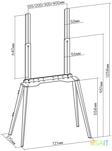 Подставка для телевизора Cactus CS-ST3644BKWN черный/орех 43"-65" макс.40кг напольный