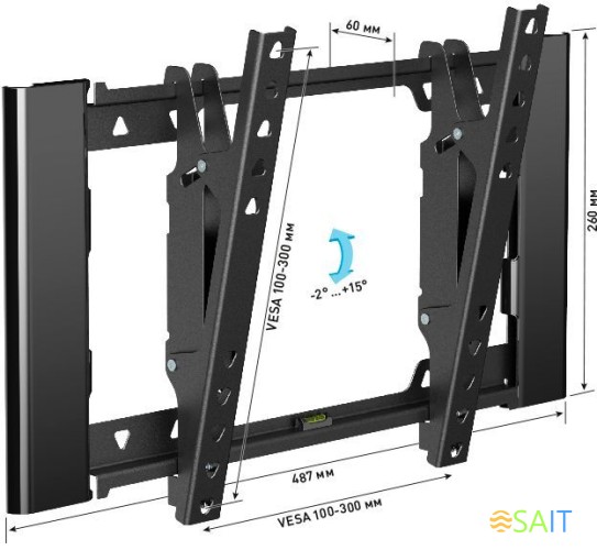 Кронштейн для телевизора Holder T3929-B черный 22"-47" макс.45кг настенный наклон