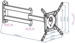 Кронштейн для телевизора Kromax DIX-14 черный 15"-42" макс.20кг настенный поворотно-выдвижной и наклонный