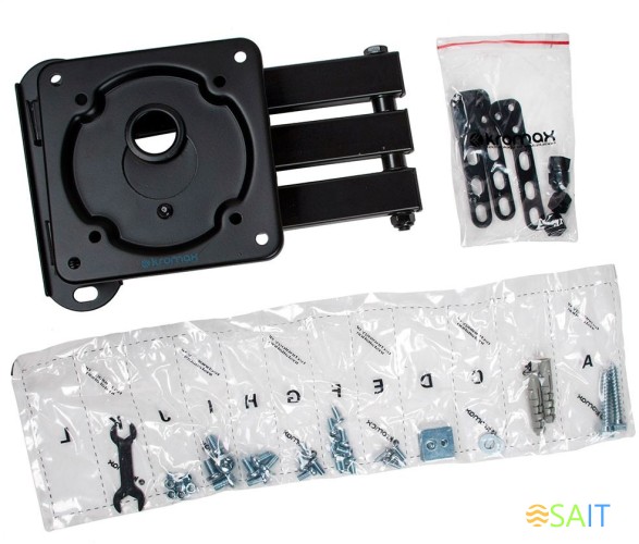 Кронштейн для телевизора Kromax DIX-14 черный 15"-42" макс.20кг настенный поворотно-выдвижной и наклонный