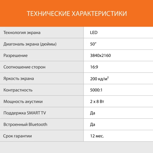 Телевизор LED SunWind 50" SUN-LED50XU400 Яндекс.ТВ черный 4K Ultra HD 60Hz DVB-T DVB-T2 DVB-C DVB-S DVB-S2 USB WiFi Smart TV
