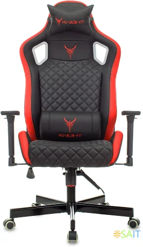 Кресло игровое Knight Outrider черный/красный ромбик эко.кожа с подголов. крестов. металл