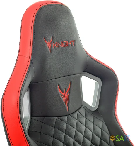 Кресло игровое Knight Outrider черный/красный ромбик эко.кожа с подголов. крестов. металл