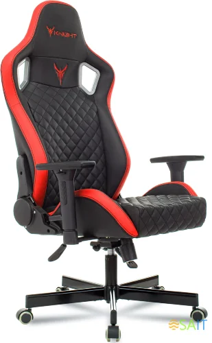 Кресло игровое Knight Outrider черный/красный ромбик эко.кожа с подголов. крестов. металл