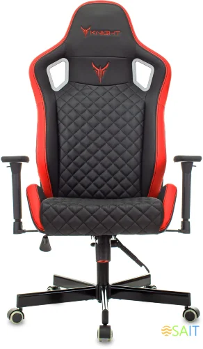 Кресло игровое Knight Outrider черный/красный ромбик эко.кожа с подголов. крестов. металл