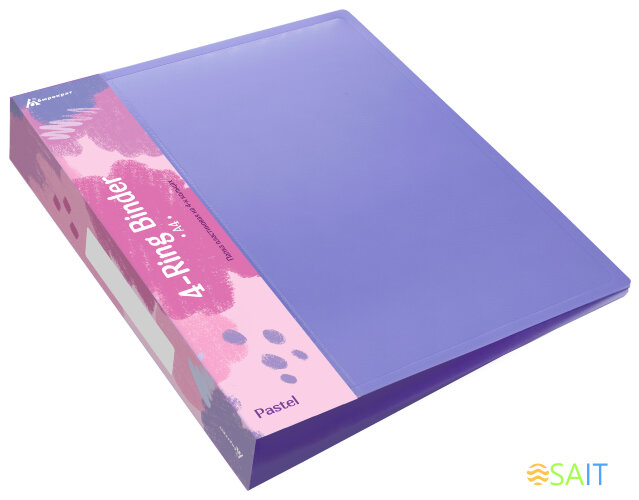 Папка панорама на 4-х кольцах Бюрократ Pastel PAST0740/4RVIO A4 пластик 0.7мм кор.40мм торц.карм с бум. встав фиолетовый