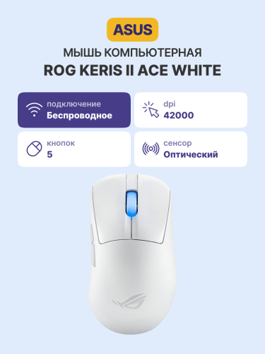 Мышь ASUS P714 ROG KERIS II WL ACE/WHT ASUS ROG Keris II Ace Wireless White 90MP03N0-BMUA10