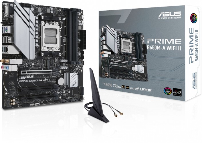 Материнская плата Asus PRIME B650M-A WIFI II Socket AM5 AMD B650 4xDDR5 mATX AC`97 8ch(7.1) 2.5Gg RAID+VGA+HDMI+DP