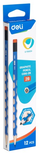 Карандаш ч/г Deli EC016-2B U-Touch 2B трехгран. (12шт) ластик