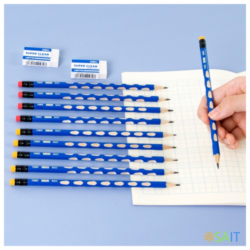 Карандаш ч/г Deli EC016-2B U-Touch 2B трехгран. (12шт) ластик