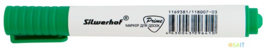 Маркер для досок Silwerhof Prime пулевидный пиш. наконечник 1-3мм зеленый коробка