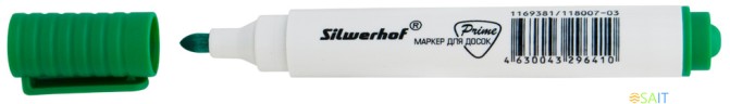 Маркер для досок Silwerhof Prime пулевидный пиш. наконечник 1-3мм зеленый коробка