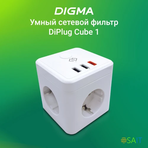 Умная розетка Digma DiPlug Cube 1 EU Wi-Fi белый (DPC13S)