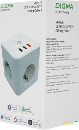 Умная розетка Digma DiPlug Cube 1 EU Wi-Fi белый (DPC13S)