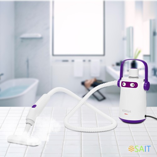 Пароочиститель ручной Kitfort КТ-9109-1 1000Вт белый/фиолетовый