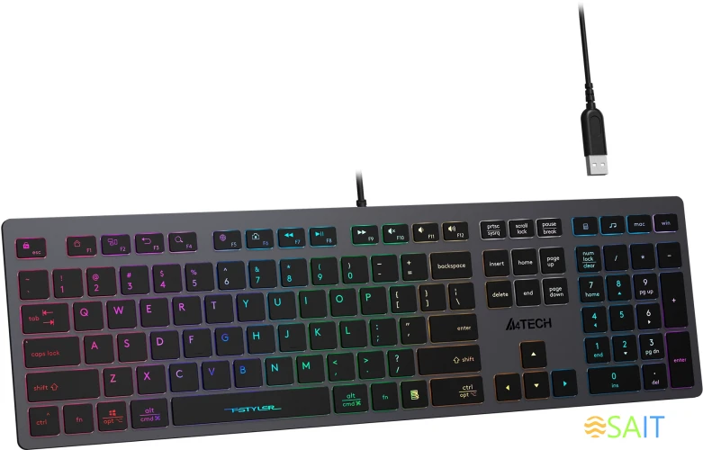 Клавиатура A4Tech Fstyler FX60H серый USB slim LED (FX60H GREY/NEON)