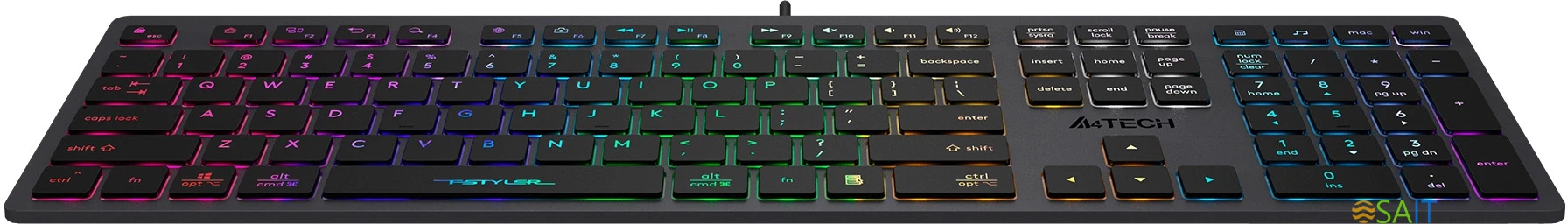 Клавиатура A4Tech Fstyler FX60H серый USB slim LED (FX60H GREY/NEON)