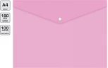 Конверт на кнопке Бюрократ Pastel -PKPAST/PINK A4 пластик 0.18мм розовый