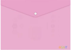 Конверт на кнопке Бюрократ Pastel -PKPAST/PINK A4 пластик 0.18мм розовый