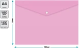 Конверт на кнопке Бюрократ Pastel -PKPAST/PINK A4 пластик 0.18мм розовый