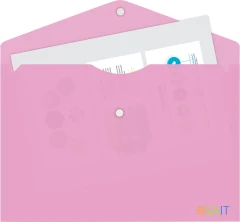 Конверт на кнопке Бюрократ Pastel -PKPAST/PINK A4 пластик 0.18мм розовый