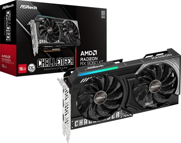 Видеокарта Asrock PCI-E 5.0 RX9060XT CL 16GO AMD Radeon RX 9060XT 16Gb 128bit GDDR6 2700/20000 HDMIx1 DPx2 HDCP Ret